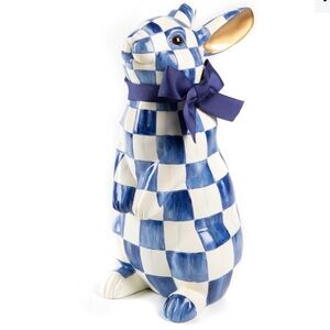 MacKenzie-Childs NWT Blue and White Royal Check Standing Bunny